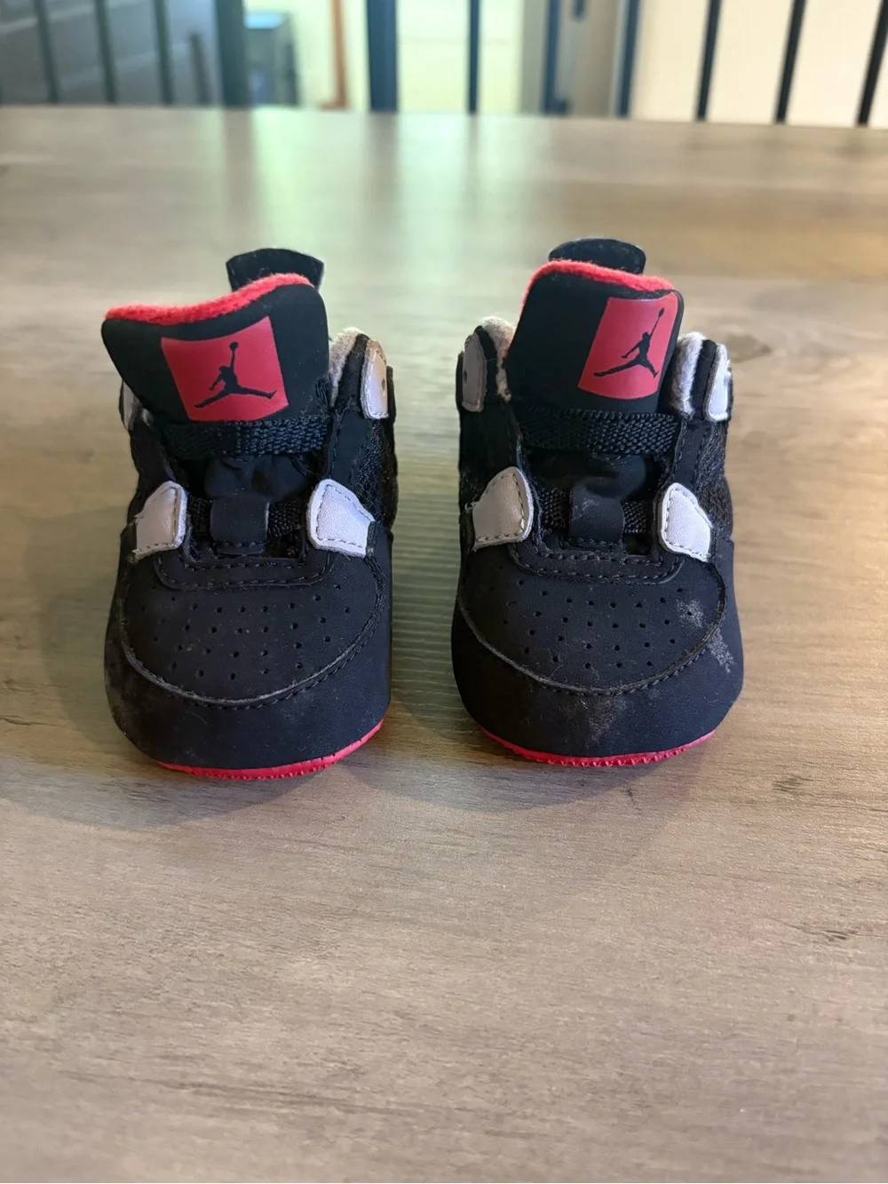 Jordan Baby Black and Red Mini Sneaker Booties